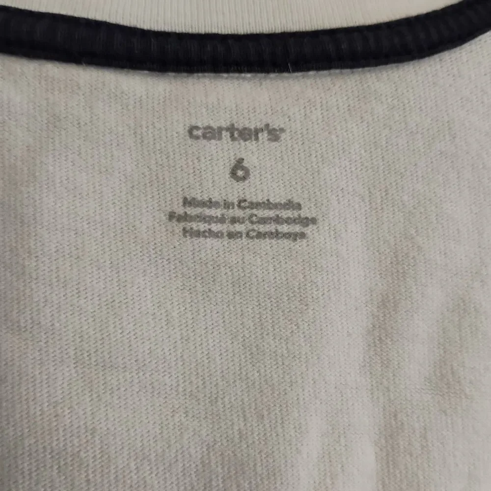 Boys Carters Henley White Long Sleeve Size 6 Shirt